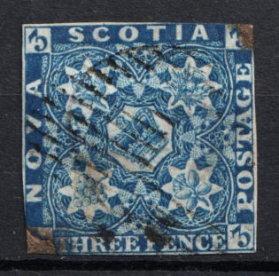 1851-60 3d Nova Scotia, Canada, British Colonies (SG 2, Used, CV $250)