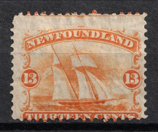 1865-70 13c Newfoundland, Canada, British Colonies (SG 29, SHIFTED Perforation, CV $180+)