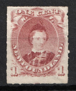 1877 1c Newfoundland, Canada, British Colonies (SG 40, Roulette Perforation, CV $180)