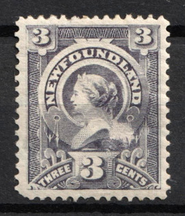 1890 3c Newfoundland, Canada, British Colonies (SG 58b, Purple Grey, CV $100)