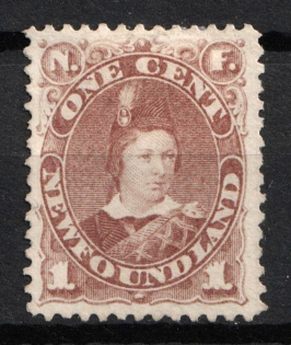 1880-82 1c Newfoundland, Canada, British Colonies (SG 44a, Dull Brown, CV $85)