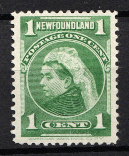 1898 1c Newfoundland, Canada, British Colonies (SG 85a, Yellow-Green, CV $30)