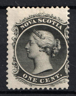 1860-63 1c Nova Scotia, Canada, British Colonies (SG 9 var, SHIFTED Perforation, Yellow Paper)