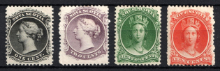 1860-63 Nova Scotia, Canada, British Colonies (SG 18, 22, 26, 28, White Paper, CV $60)