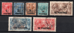 1921 Great Britain, British Post Offices in Turkish Empire (Sc. 57, 60, 63, 64, Used, CV $120)