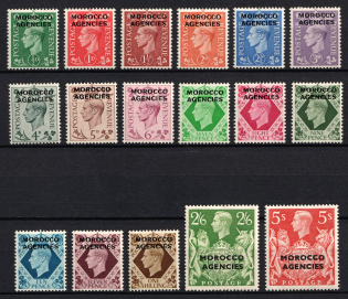 1949 Morocco Agencies, British Post Offices in Morocco (SG 77 - 93, Full Set, CV $120)