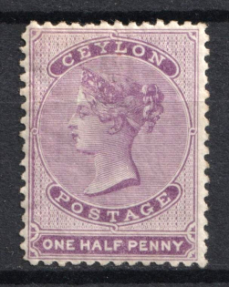 1864 0.5d Ceylon, British Colonies (SG 48c, Mauve, CV $75)