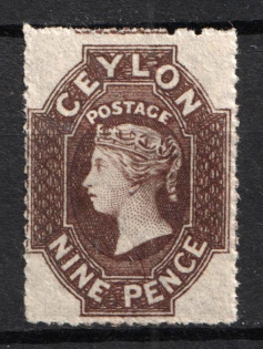 1861-64 9d Ceylon, British Colonies (SG 33, Deep Brown, CV $225)