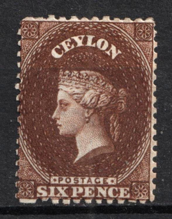1869 6d Ceylon, British Colonies (SG 67, Deep Brown, CV $200)