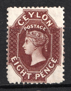 1867-70 8d Ceylon, British Colonies (SG 68, Chocolate, CV $180)