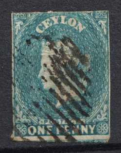 1857 1d Ceylon, British Colonies (SG 2, Used, CV $60)