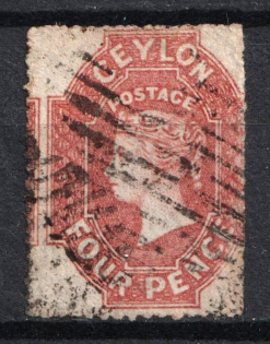 1857-59 4d Ceylon, British Colonies (SG 30, Used, CV $180)