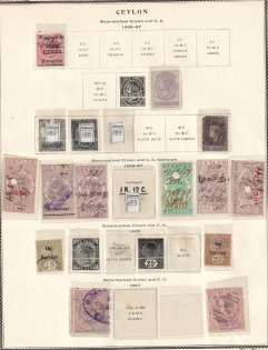 Ceylon, British Colonies, Postal Fiscal Stamps Collection (Used)