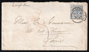 1883 Great Britain Commercial Cover from London to Paris franked with 2,5d of Great Britain stamp