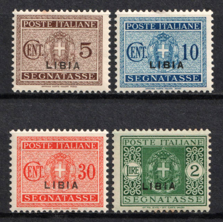 1934 Libya, Italian Colonies, Postage Due Stamps (Scott J12 - J13, J16, J21, CV $45)
