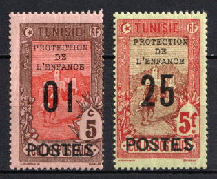 1925 Tunisia, French Colonies, Semi-Postal Stamps (Sc. B37, B46, CV $60)