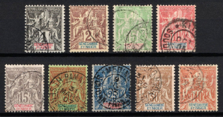 1903 Senegambia and Niger, French Colonies (Sc. 1 - 2, 4 - 10, Used, CV $110)