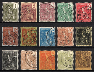1904-06 Indo-China, French Colonies (Sc. 24 - 38, Signed, Used, CV $100)