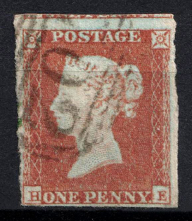 1841 1d Great Britain (SG 8, Used, CV $45)