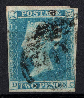 1841 2d Great Britain (SG 13, Used, CV $140)