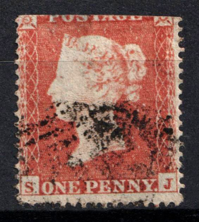 1854 1d Great Britain (SG 17, Used, CV $45)