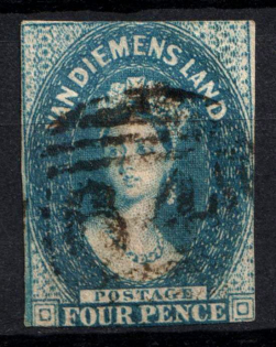 1855 4d Van Diemen's Land, British Colonies (SG 17, Used, CV $170)