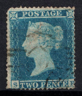 1854 2d Great Britain (SG 19, Used, CV $130)