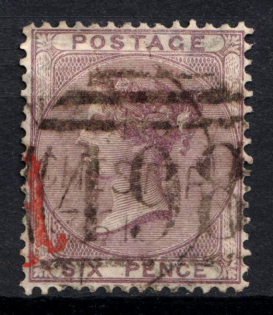 1855 6d Great Britain (SG 68, Used, CV $155)