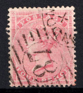 1857 4d Great Britain (SG 66, Used, CV $200)