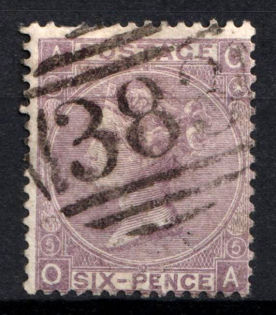 1865 6d Great Britain (SG 97, Used, CV $180)