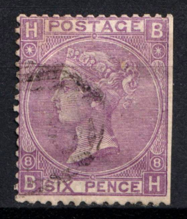 1869 6d Great Britain (SG 108, Used, CV $250)