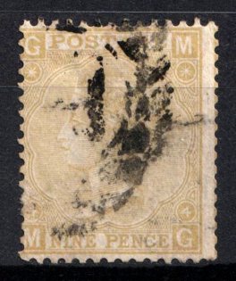 1867 9d Great Britain (SG 110, Used, CV $420)