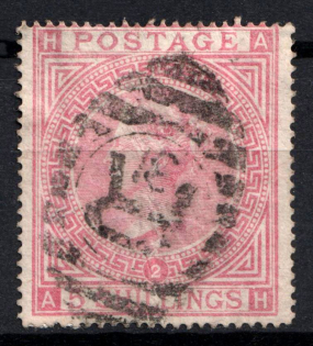 1874 5Sh Great Britain (SG 127, Plate 2, Used, CV $1950)