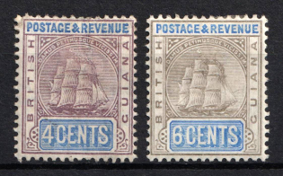 1905-07 British Guiana, British Colonies (SG 242a, 244b, CV $30)