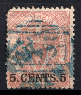 1869 5c British Columbia (SG 29, Used, CV $210)