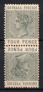 1883 4d Grenada, British Colonies, Tete-beche (SG 33a, CV $50)