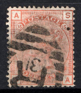 1876 4d Great Britain (SG 152, Used, CV $620)