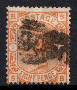 1876 8d Great Britain (SG 156, Used, CV $450)