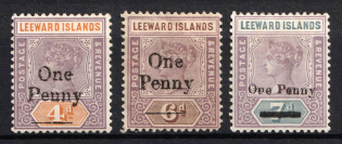1902 Leeward Islands, British Colonies (SG 17 - 19, Full Set, CV $30)