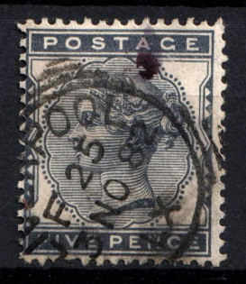 1881 5d Great Britain (SG 169, Used, CV $100)