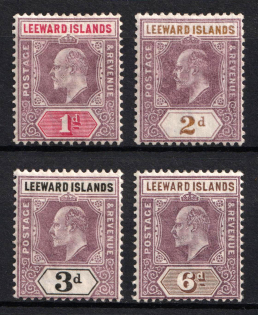 1902 Leeward Islands, British Colonies (SG 21 - 22, 24 - 25, CV $40)