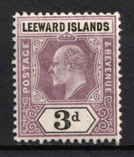 1905-08 3d Leeward Islands, British Colonies (SG 33, CV $40)