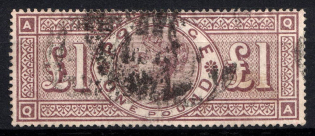 1888 1P Great Britain (SG 186, Used, CV $5,800)
