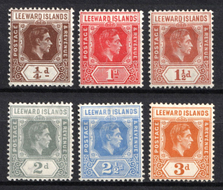 1938-51 Leeward Islands, British Colonies (SG 95, 99, 101, 103, 105, 107, CV $110)