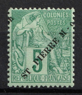 1891 5c St. Pierre and Miquelon, French Colonies (Sc. 25, CV $30)