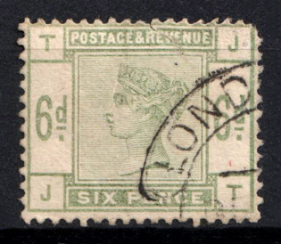 1883 6d Great Britain (SG 194, Used, CV $310)