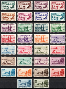 1938-40 St. Pierre and Miquelon, French Colonies (Sc. 172 - 184, 186 - 196, 198 - 204, CV $55)