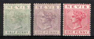 1882-90 Nevis, British Colonies (SG 25 - 27, CV $220)