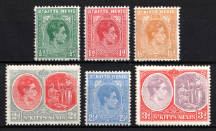 1938-50 St. Kitts-Nevis, British Colonies (SG 68, 69a - 73c, CV $80)