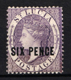 1882-84 6d St. Lucia, British Colonies (SG 28, Signed, CV $70, MNH)